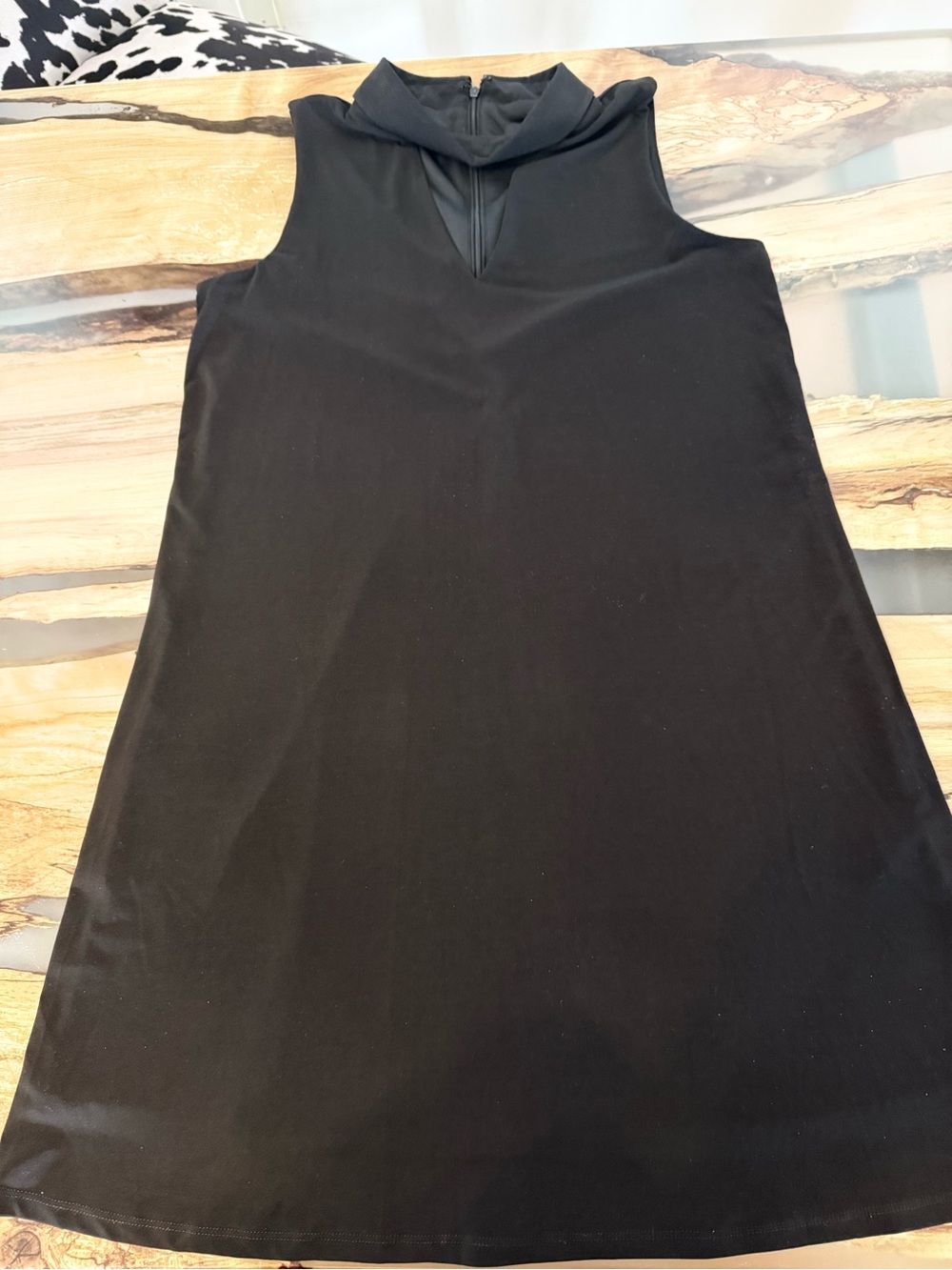 Ivanka Trump Sleeveless Black Mock-Collar Shift Dress